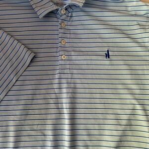 johnnie-O Light Blue Striped Polo Shirt